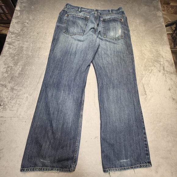 Old Navy Loose Jeans Mens 37x33 Blue Denim Straight Leg Distressed Faded Washed - Picture 9 of 10